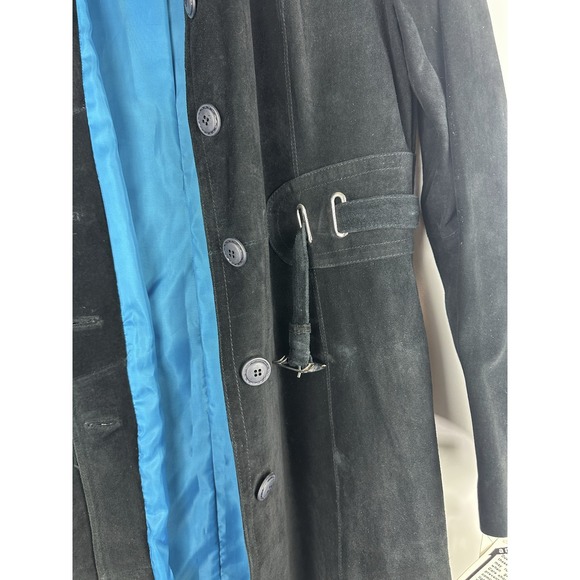 Vtg Margaret Godfrey x Bloomingdale's Suede Leather Belted Trench Coat Womens 14 - Picture 7 of 16